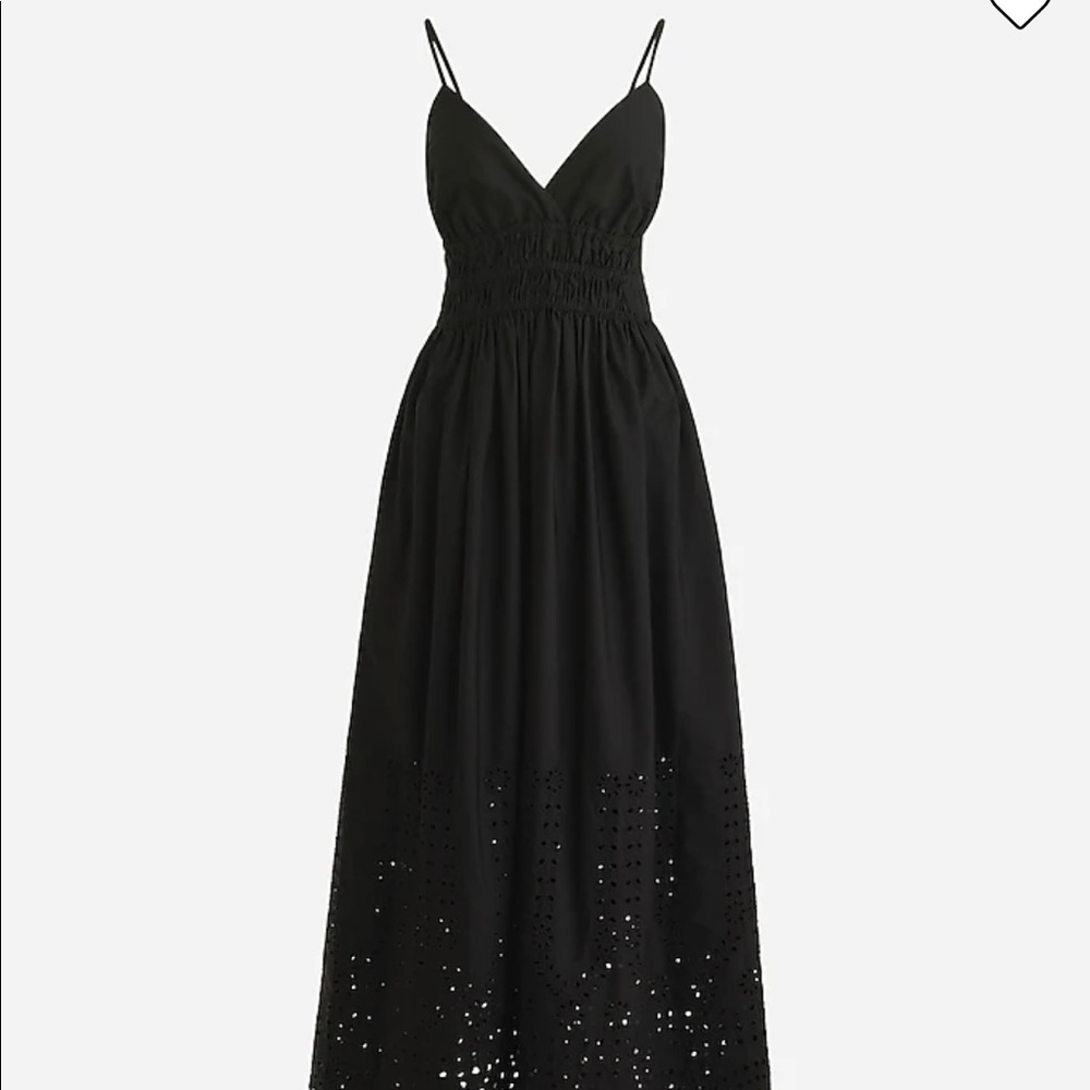 NWT J.Crew Black V-neck Smocked-Waist Maxi Dress sz 00p